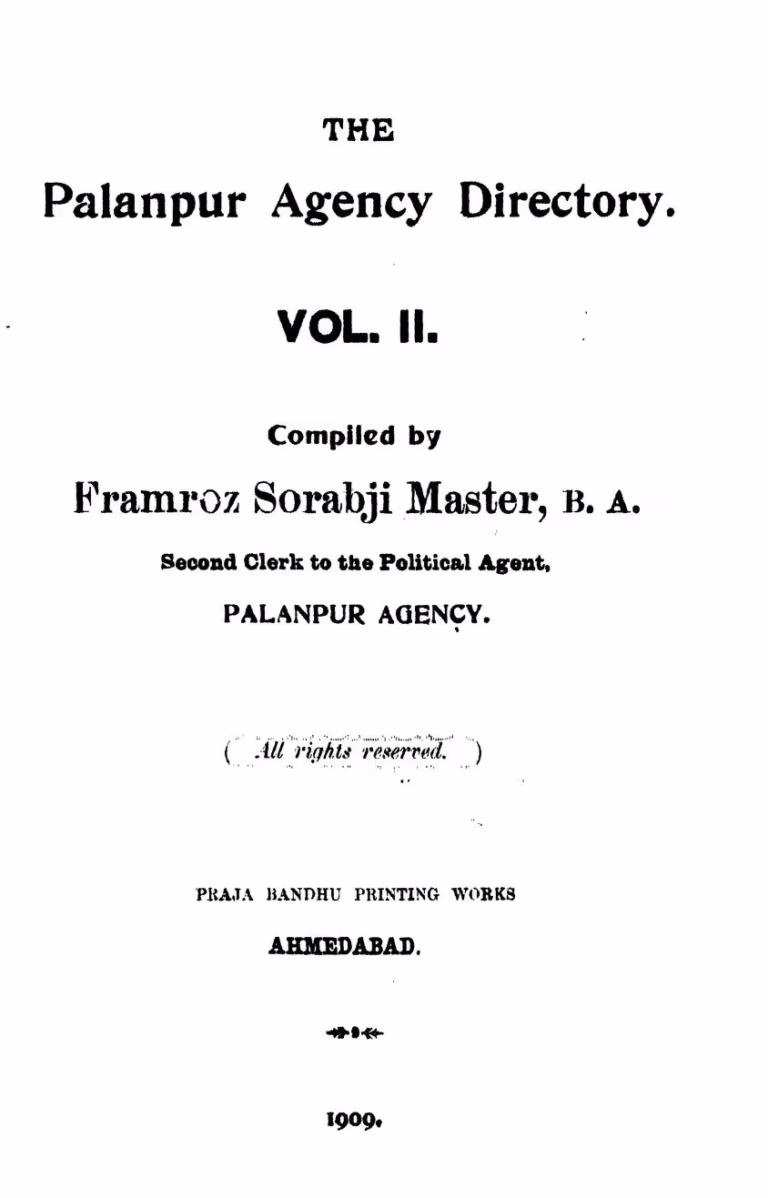 The Palanpur Agency Directory Vol. II Gujarati Book PDF